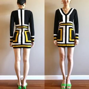NEW INC color block knit bodycon dress
